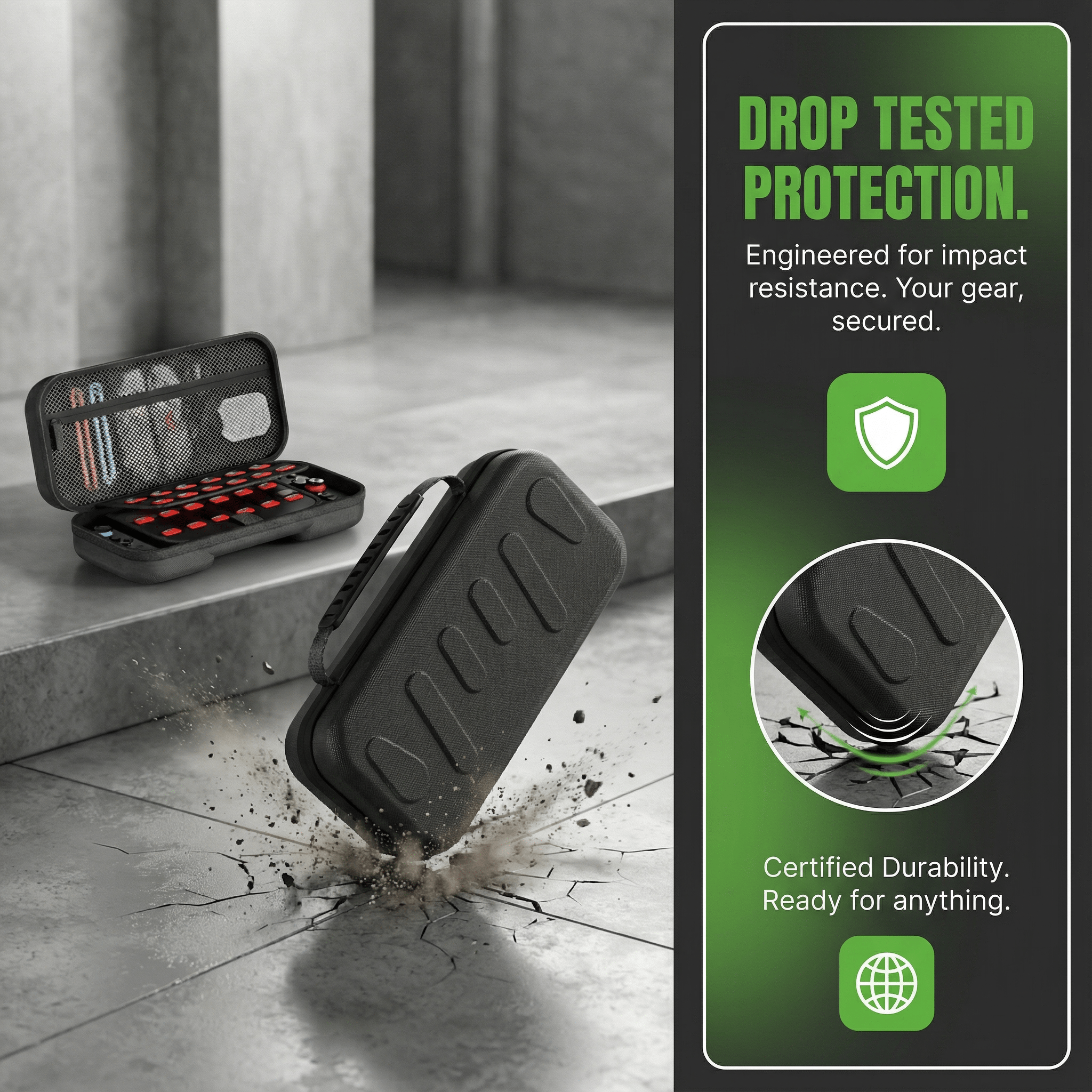 Black Armor Hard Shell Carrying Case for Nintendo Switch 2 - 24 Game Cartridge Slots