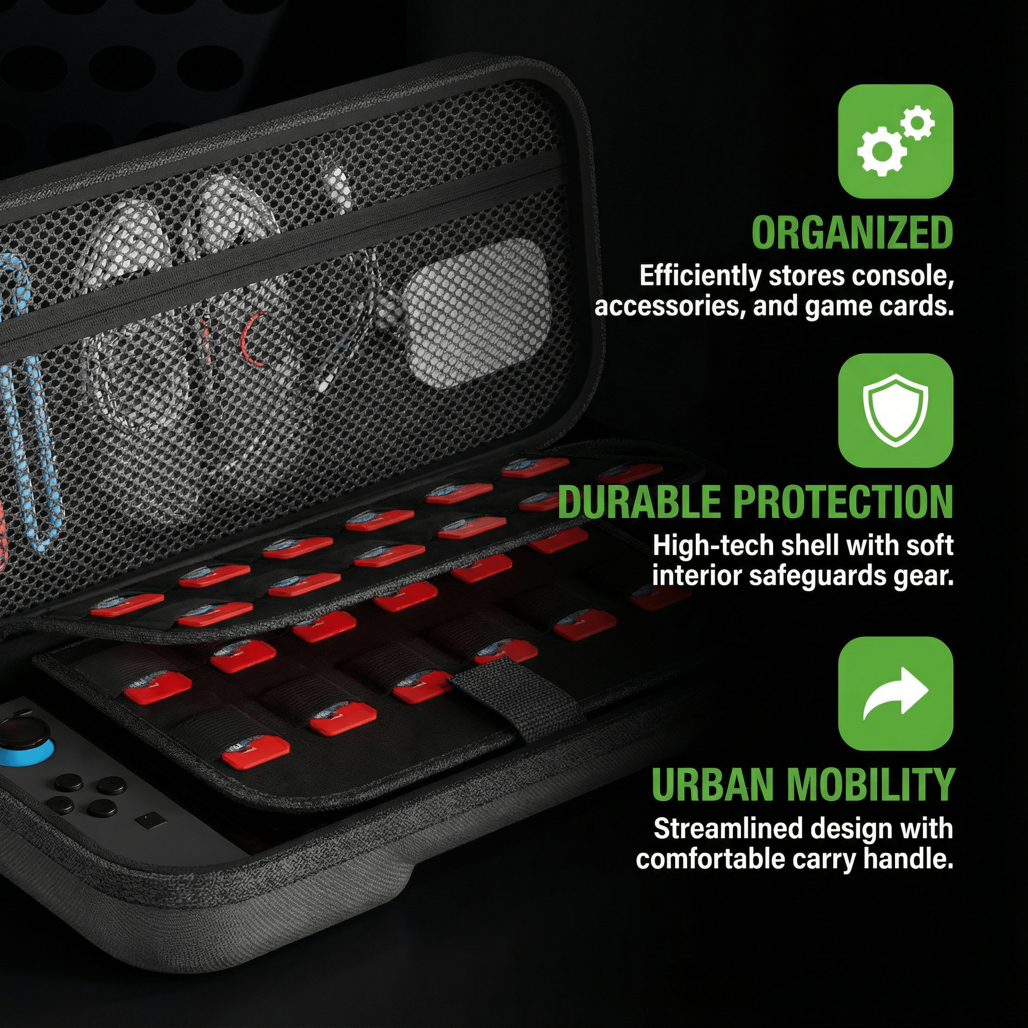 Blue Armor Hard Shell Carrying Case for Nintendo Switch 2 - 24 Game Cartridge Slots