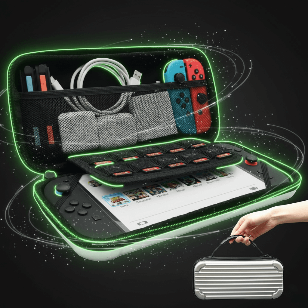 Silver Luggage-Grade Hard Shell Carrying Case for Nintendo Switch 2